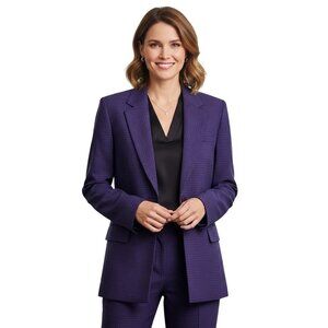 Liz Claiborne Collection Vintage Purple Wool Windowpane Blazer Jacket Size 12